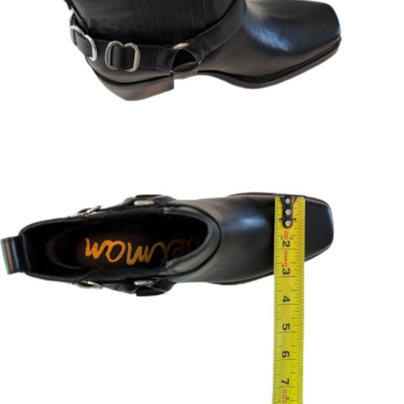 Sam Edelman Black Bellamie Square Toe Ankle Boot Bootie with Hardware - Size 6.5 - Picture 14 of 16